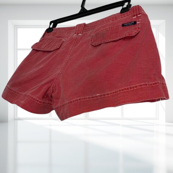 Periscope Red Fade Cotton Utility Shorts White Stitching Size 3 Y2K Aesthetic - Picture 4 of 10